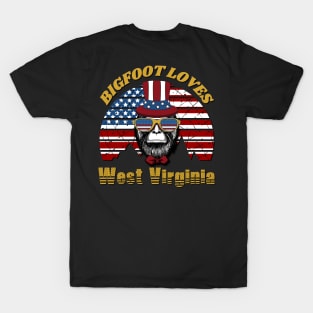 Bigfoot loves America and West Virginia T-Shirt